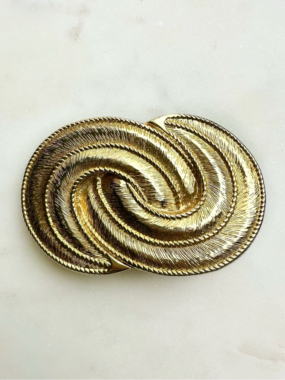 Douglas Paquette Vintage Gold-Tone Swirl Textured Belt Buckle